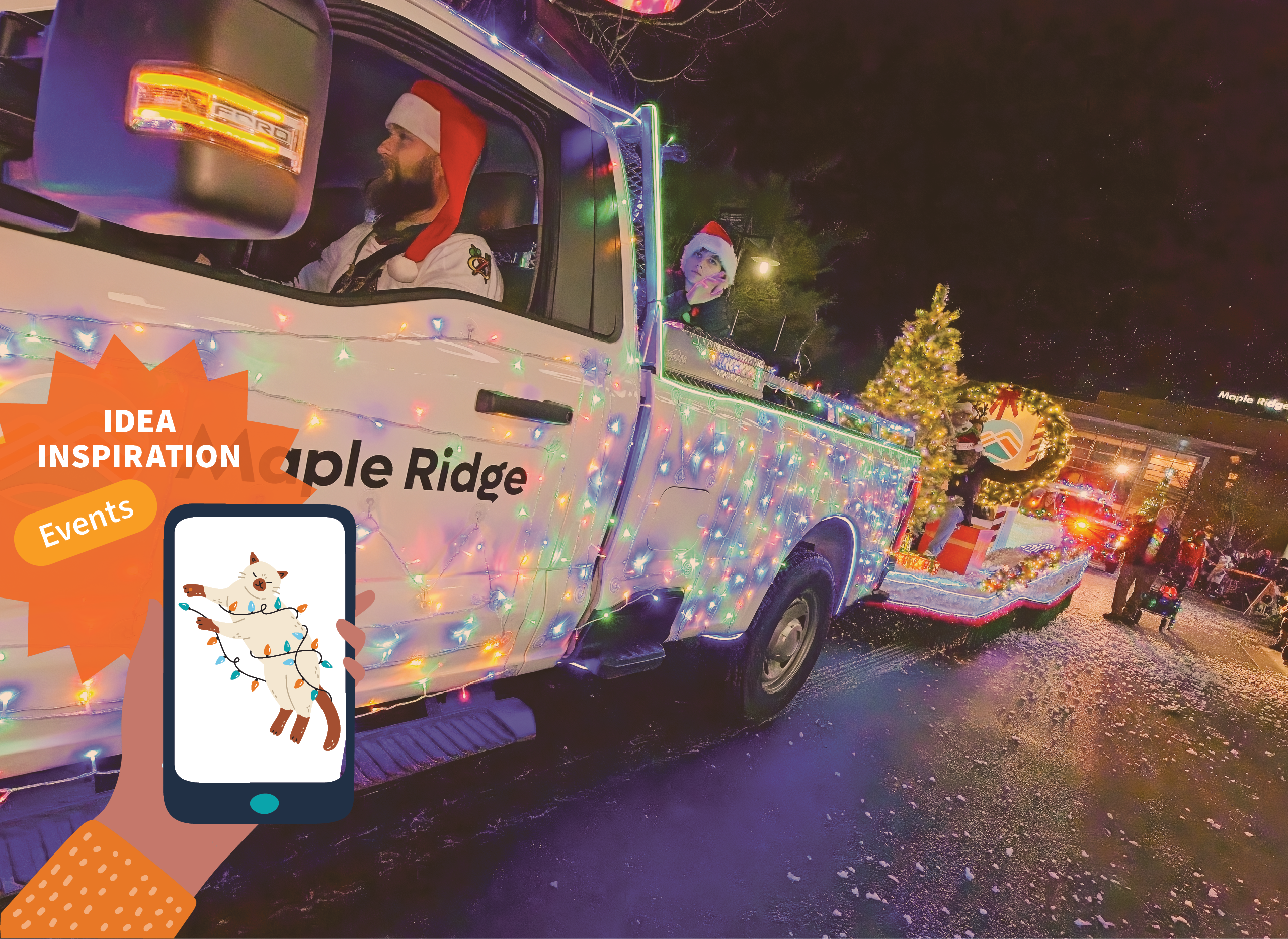 City Truck Decked in Light in the Santa Claus Parade