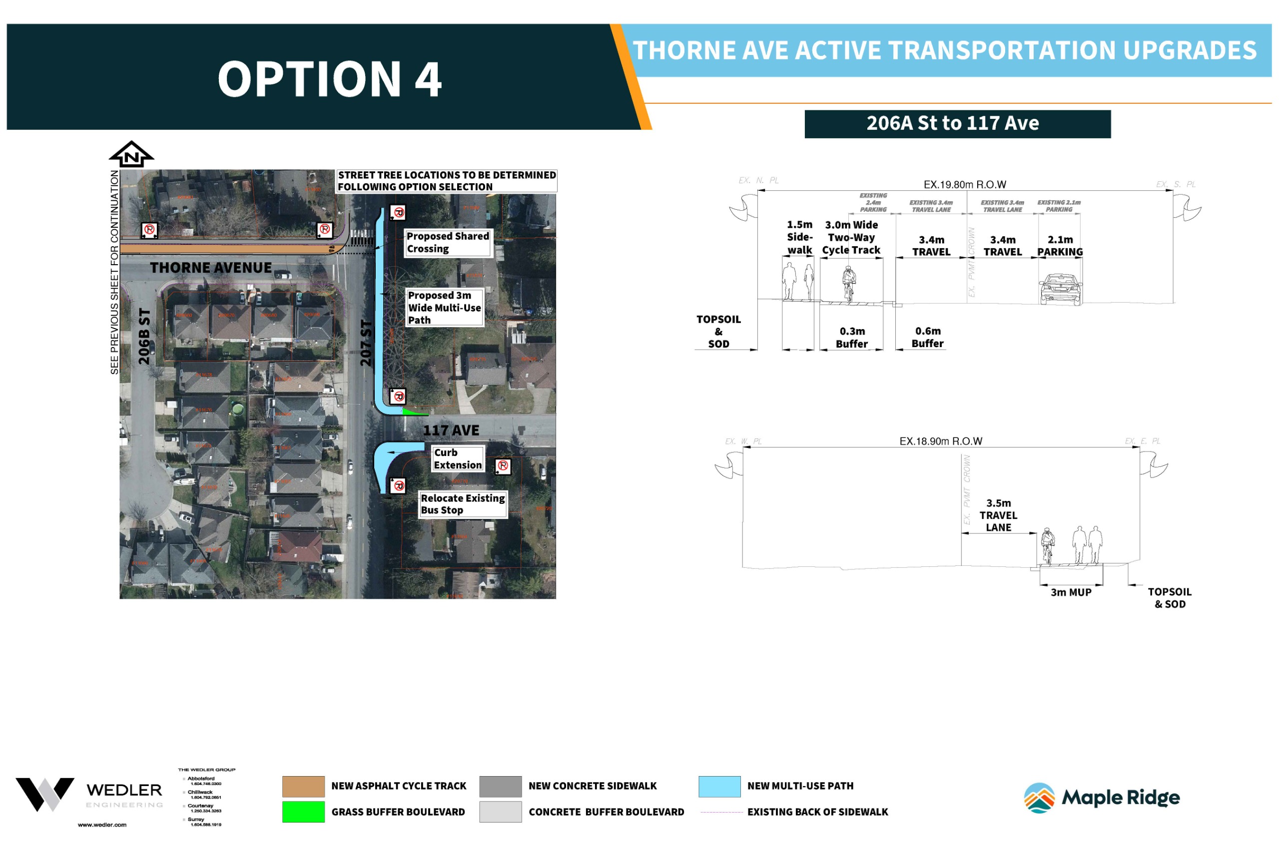 Option 4 (page 2): Two-way bike lane on north side; Parking on south side
