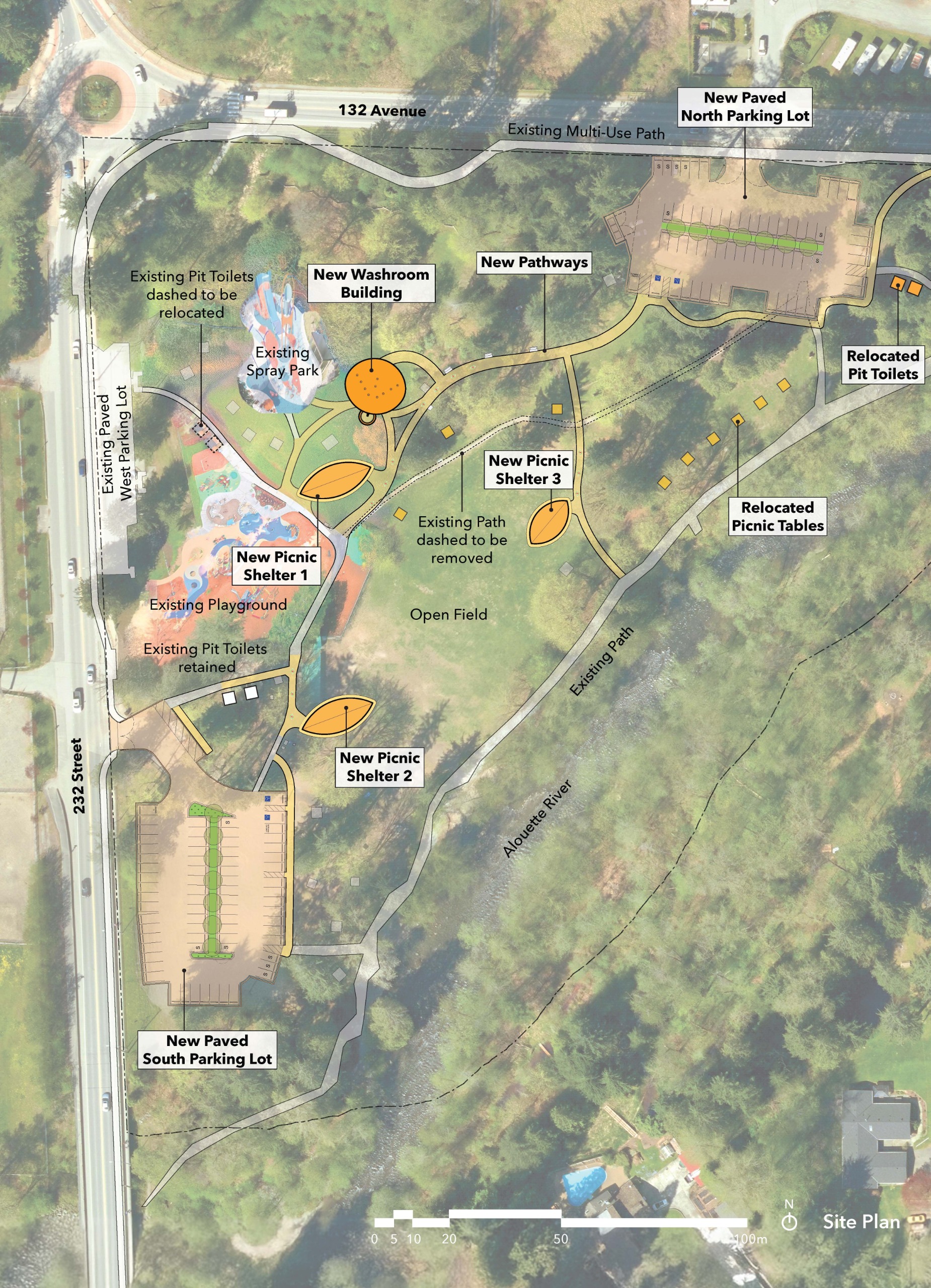 Site plan showing the final layout for park improvements