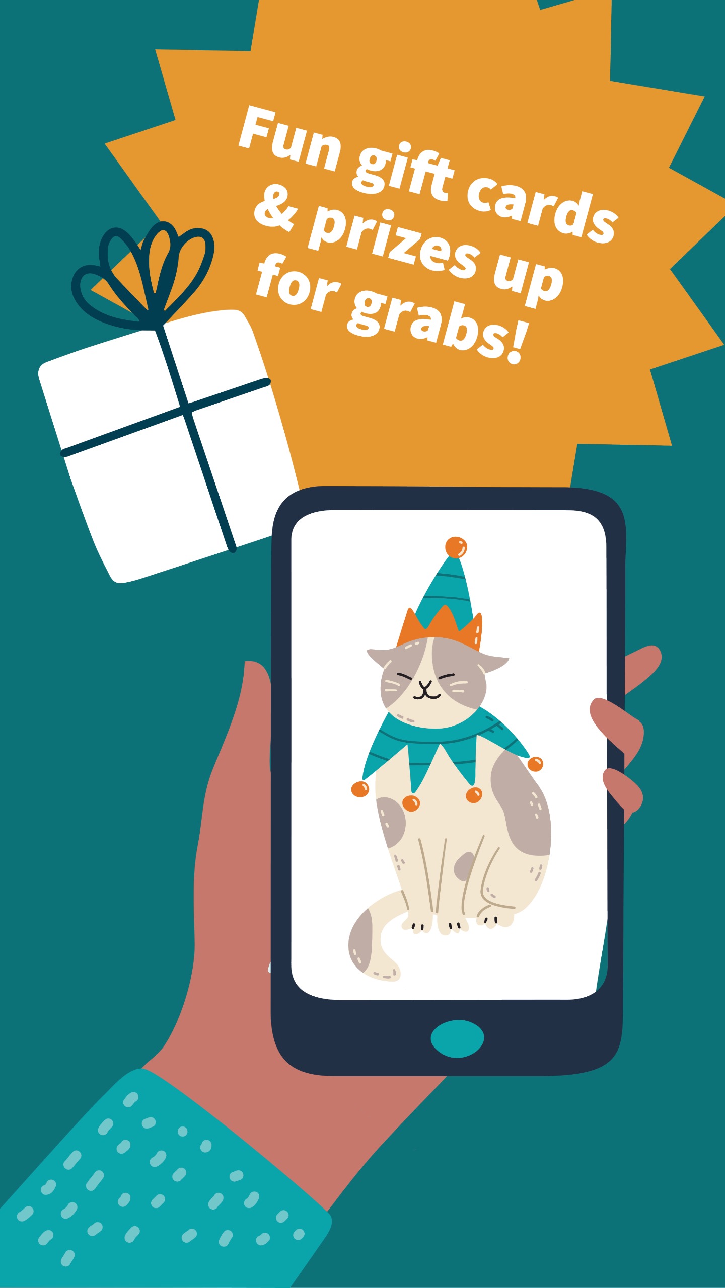 Illustration of Person Photographing a Cat with Prizing Information