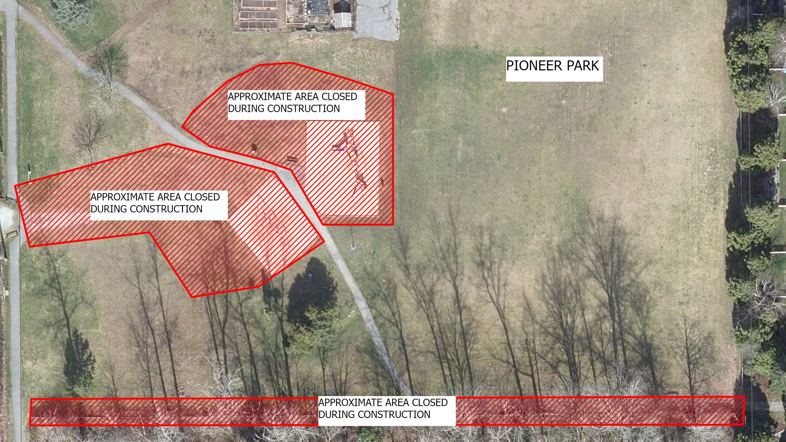 Areas of construction at Pioneer Park
